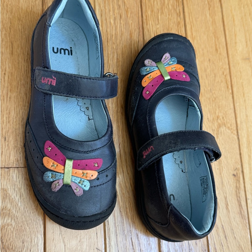 Umi Leather Kids Navy Dress Shoes with Multicolor Butterfly Girls 13 US/EUR 31